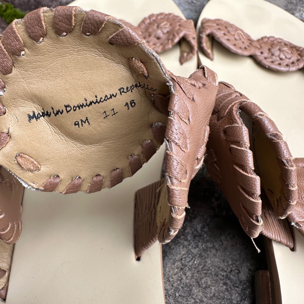 Jack Rogers Brown Leather Medallion 2 Strap Sandals, Size: 9 - Picture 7 of 7